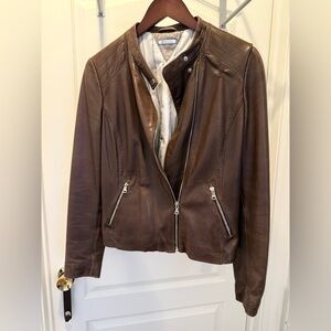 Women's Brown Leather Moto Jacket